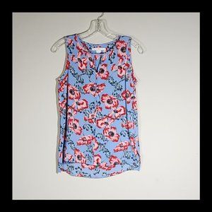 C&E Sleeveless Blouse Floral Print Round Notched Neckline Size XS -NEVER WORN